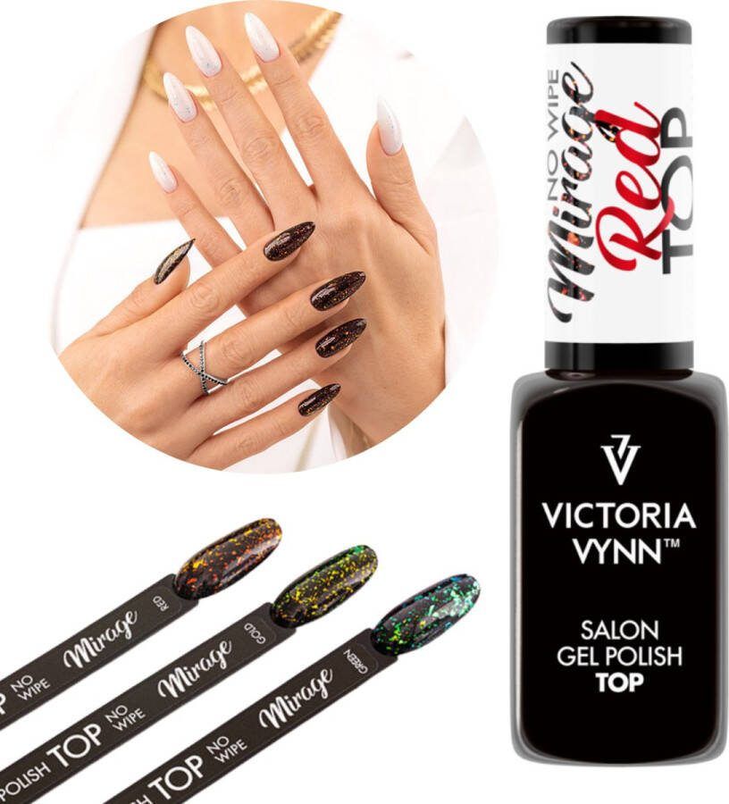GUAPÀ Top Coat Gellak starterspakket Led Lamp Nagels Victoria Vynn No Wipe Gloss Top Gel 8ml Red Sparkle Top Gloss Glitter Top Coat 8ml