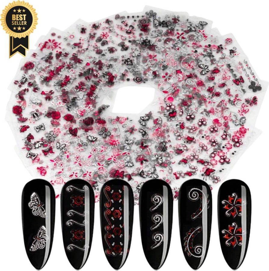 GUAPÀ Zelfklevende Nagel Stickers 30 Vellen Nagelstickers Bloementjes Nagelstickers Vlinders Nail Art Decals 30 Sheets Nail Decals Stickers
