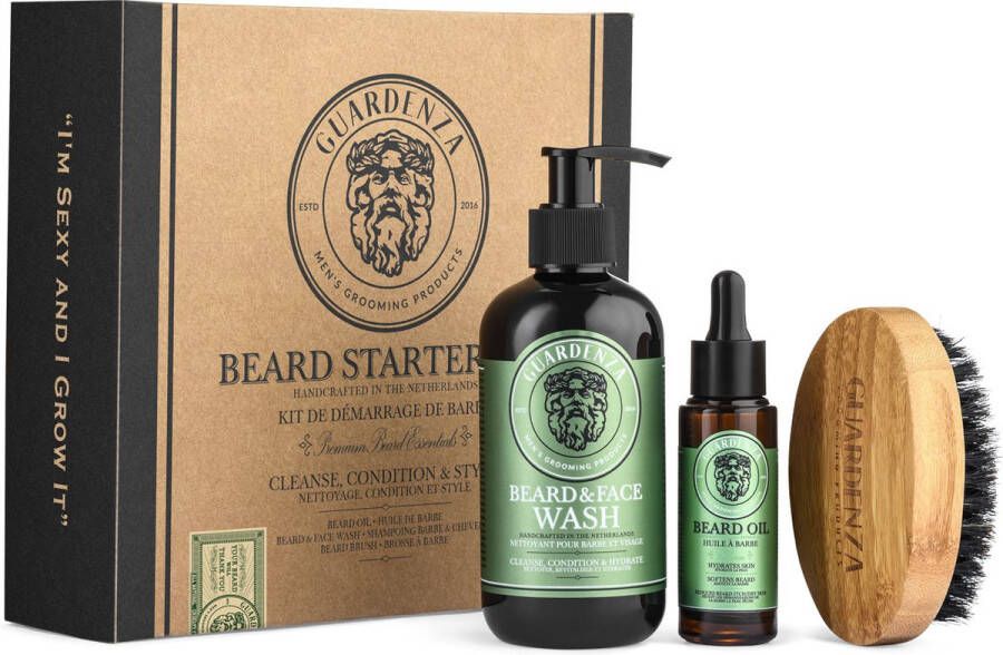 Guardenza BAARD STARTERSKIT baardset baardshampoo baardolie baardborstel