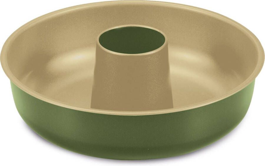 Guardini Bake Natural Tulband Bakvorm Cakeblik Taartvorm Cakevorm Tulband Bakvorm 25 cm Staal Groen & Goud