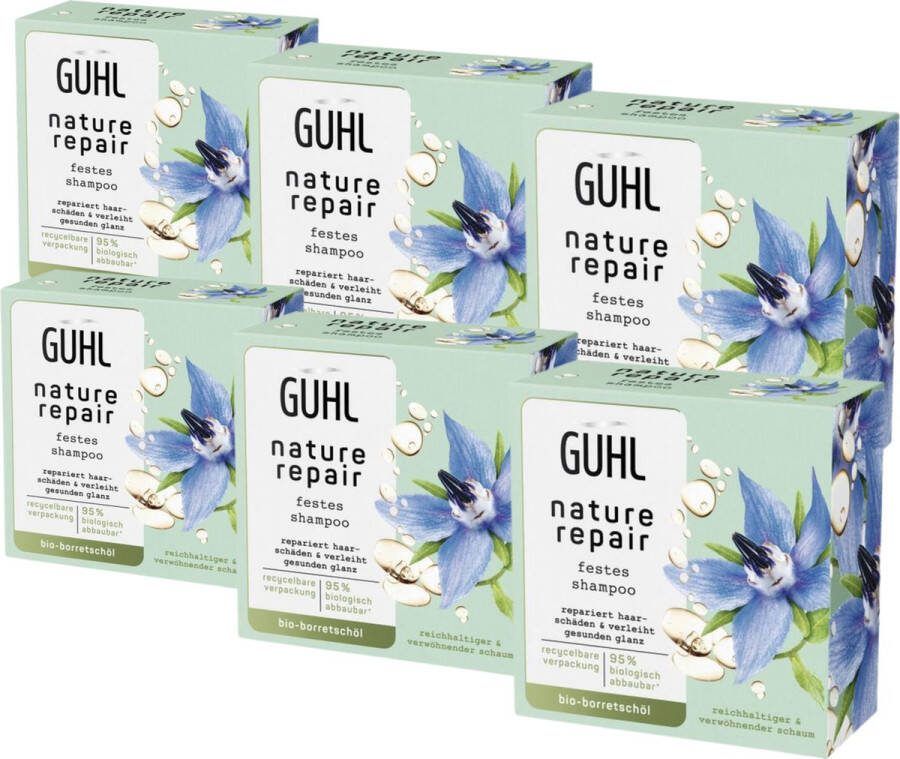 Guhl Nature Repair Shampoo Bar 6 x 75 g Herstelt Beschadigt Haar Shampoobar Verrijkt met Bio Borage Olie