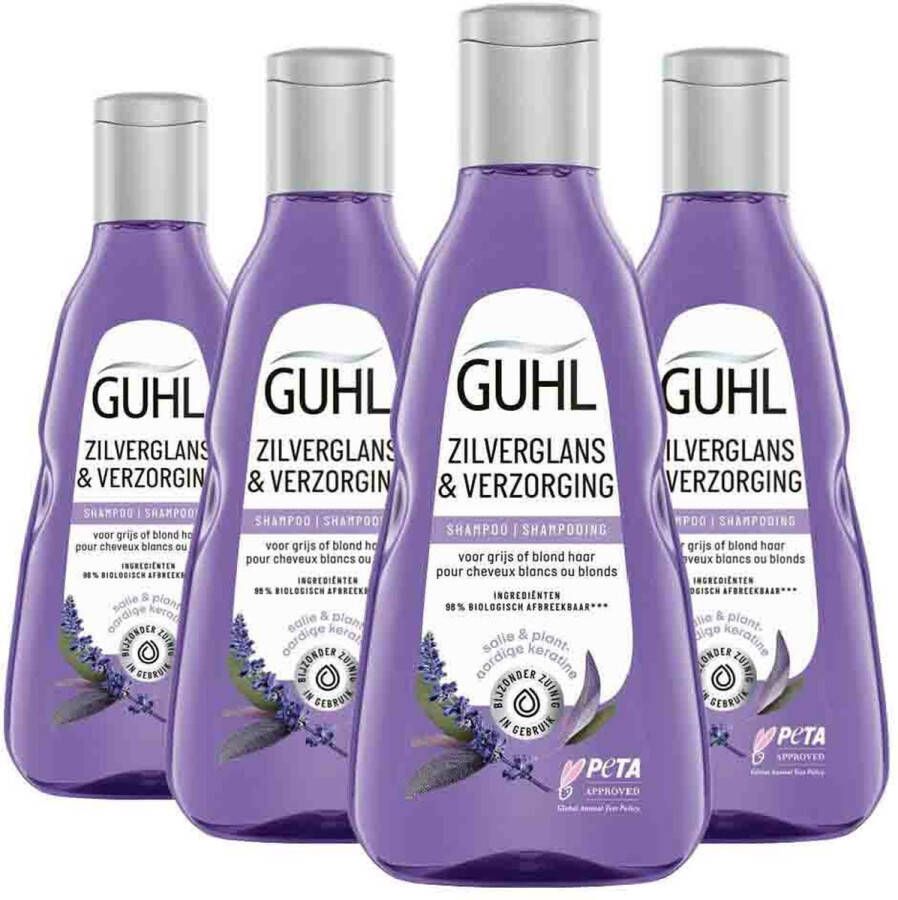 Guhl Zilverglans & Verzorging shampoo 4 x 250 ml voordeelverpakking