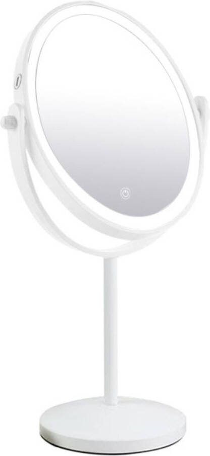 Guido Gusto Make-up spiegel staand 10x vergrotend met dimbare LED verlichting mat wit