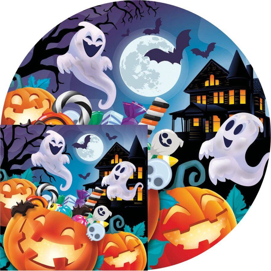 Fiestas Guirca Fiestas Halloween horror pompoen feest servies borden servetten 24x oranje papier