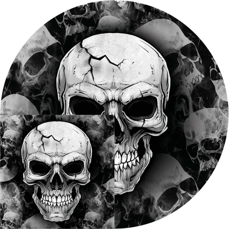 Guirca Fiestas Halloween horror schedel doodshoofd feest servies borden servetten 24x zwart- papier