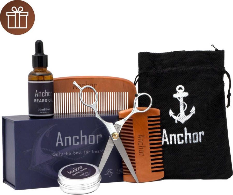 Anchor Baardset Baardverzorging set met Baardolie Baardshampoo Baardgroei kit Baardwax Baardkam Baardbalsem Baardschaar