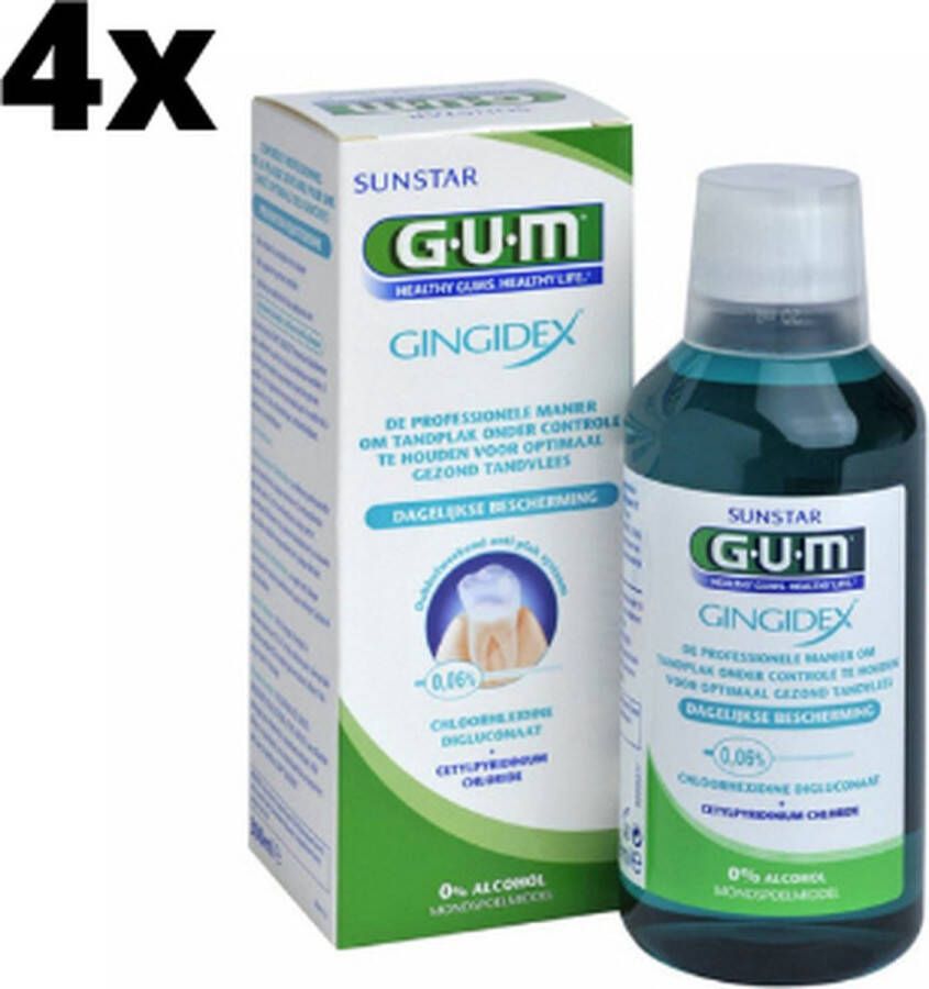 Gum 4x Gingidex 0.06% Chloorhexidine Mondspoeling Voordeelverpakking