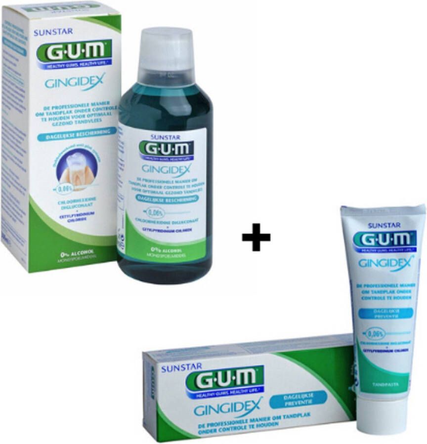 Gum Gingidex 0.06% Chloorhexidine Mondspoeling + Tandpasta