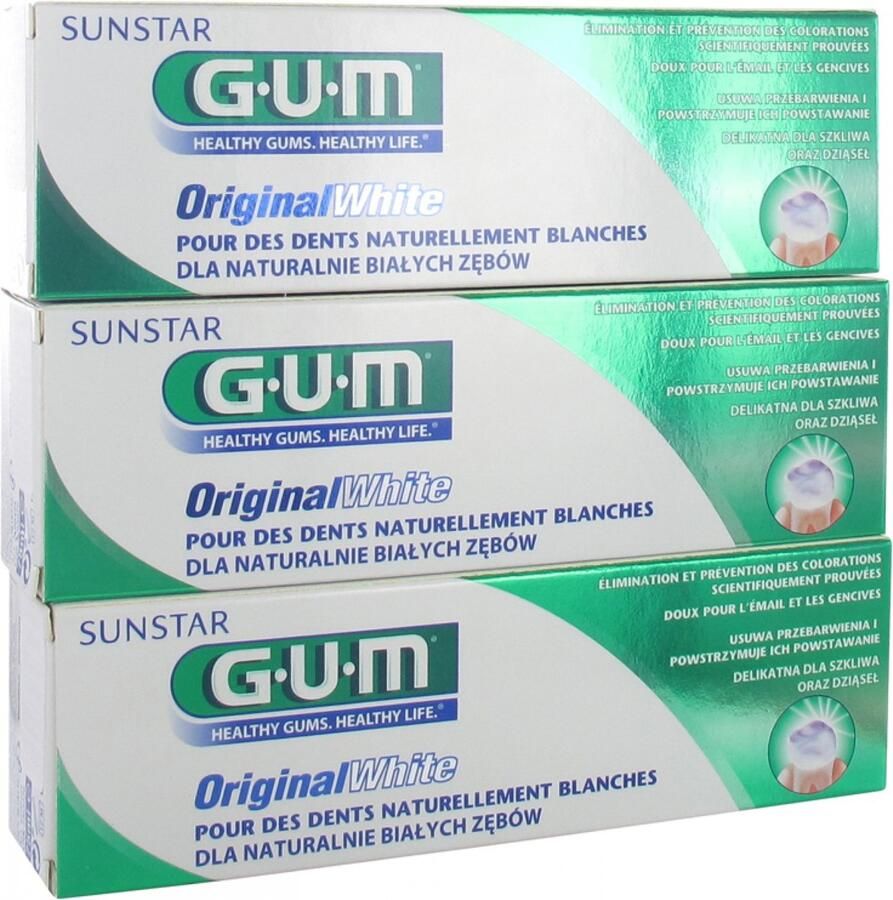 Gum Original White Tandpasta Set van 3 x 75 ml