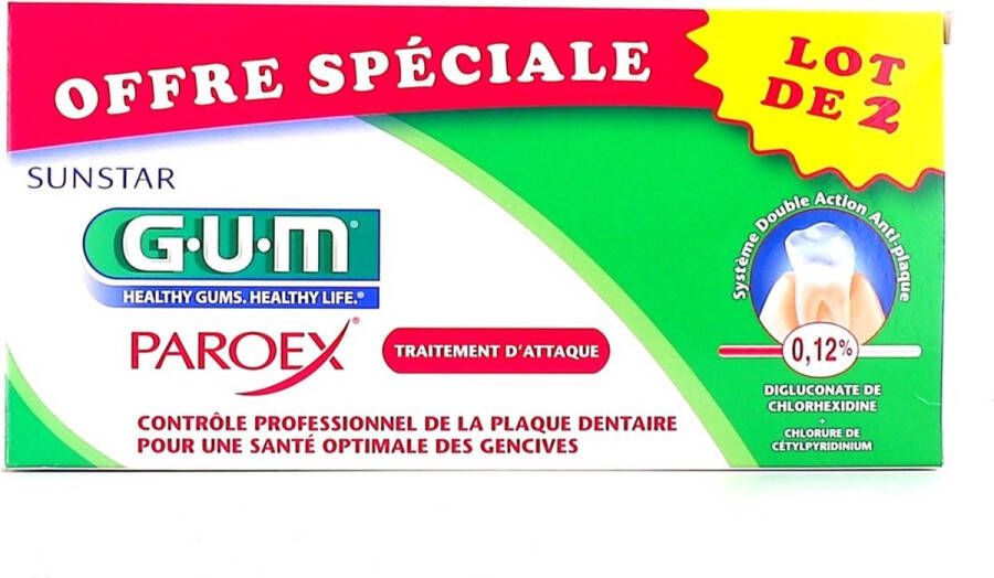 Gum G.u.m Paroex Sunstar Tandpasta DENTIFRICE PAROEX Lot de 2x75ML