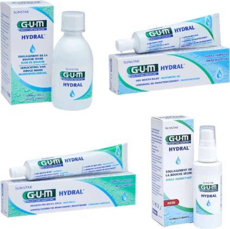 Gum Hydral Voordeelpakket Tandpasta + Mondspoelmiddel + Droge Mondspray + Bevochtigingsgel