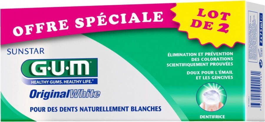 Gum Original White Tandpasta Set van 2 x 75 ml