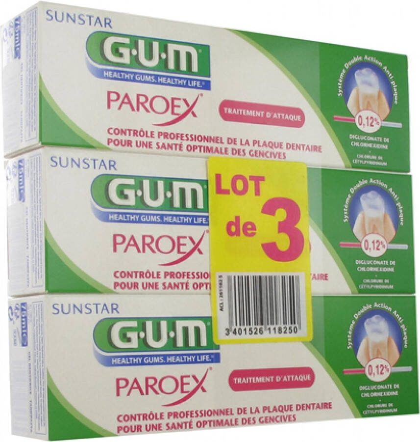 Gum Paroex Tandpasta Gel Set van 3 x 75 ml
