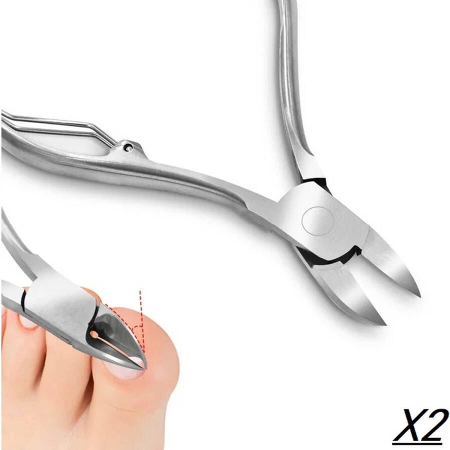 Guolong Nagelknipper Voordeel pakket 2 stuks Nageltang Stainless Steel RVS Nail clippers Manicure & Pedicure nagel knipper tot 14 mm 2 Stuks geleverd !