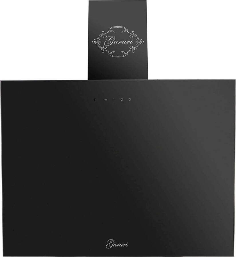 Gurari GCH D 286 BL 9 kookveld zonder kop 90 cm zwart glas afzuigkap 1000m³ h met afstandsbediening touch control timer wandkap luchtafvoer recirculatie