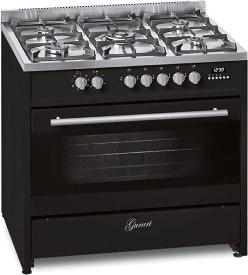 Gurari GCH E 911 BL elektrisch gasfornuis 90 cm Range Coocker 121L 8 functies hete lucht grill 5 krachtige branders 4 kw WOK natuurgas propaan gas