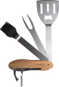 Gusta Barbecue Multitool 5 delig RVS Hout 27x8 7x2 3cm