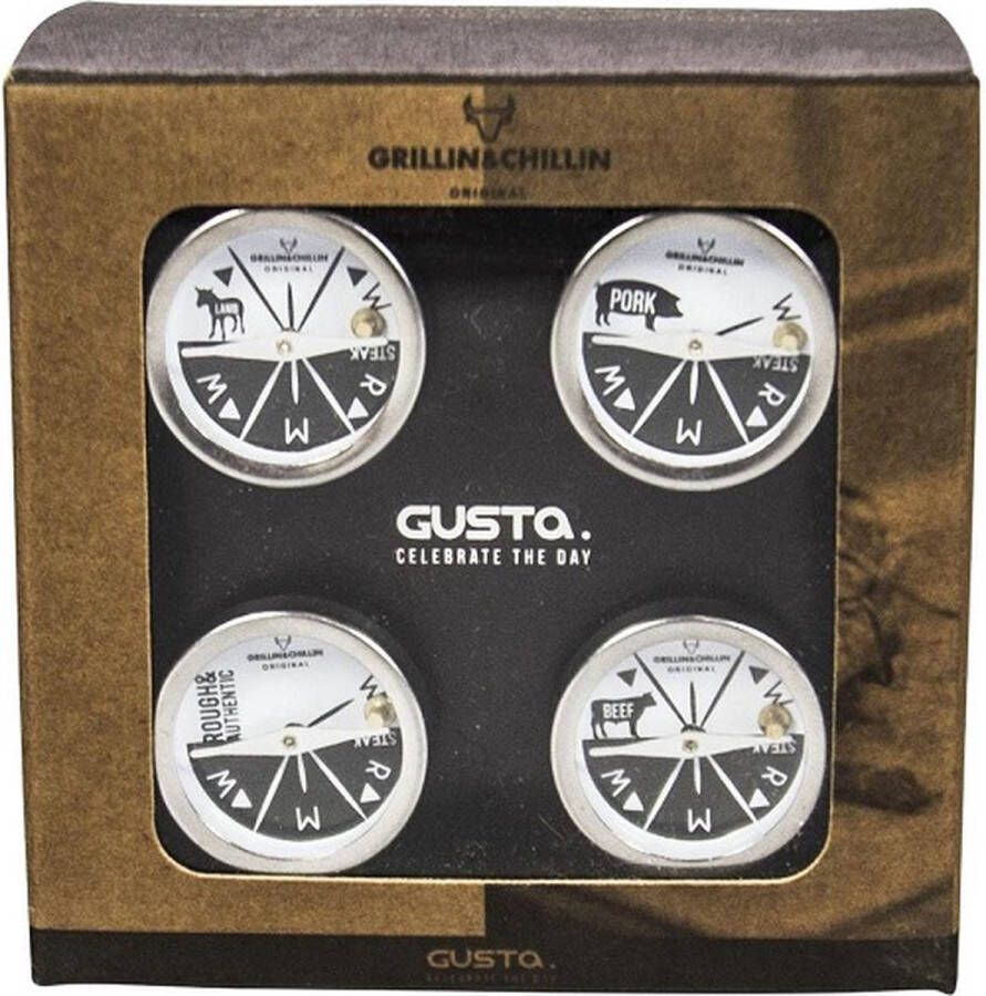 Gusta Barbecue thermometerset 4-delig bbq accessoires tuin