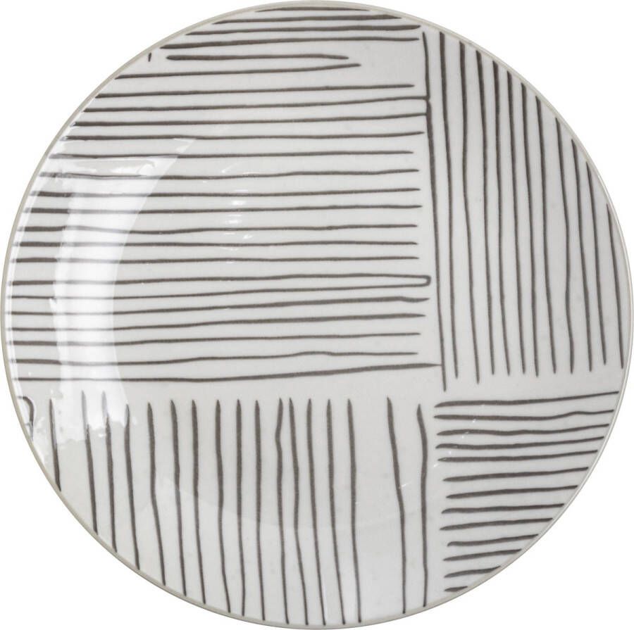 Gusta Bord Stripes Table Tales Dinerbord Wit Zwart Strepen Ø20 cm