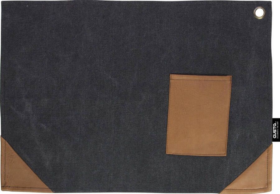 Gusta Canvas Placemats Zwart Met Bestekvak 45 x 32 cm 4 Stuks