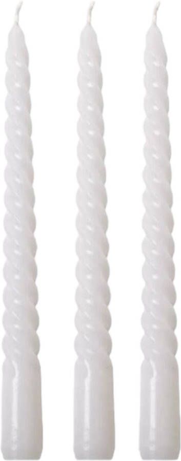 Gusta Dinerkaarsen 'Swirl' (Set van 3 20cm) Wit