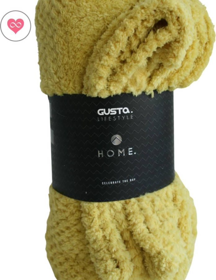 Gusta Fleece deken plaid wafel geel patroon