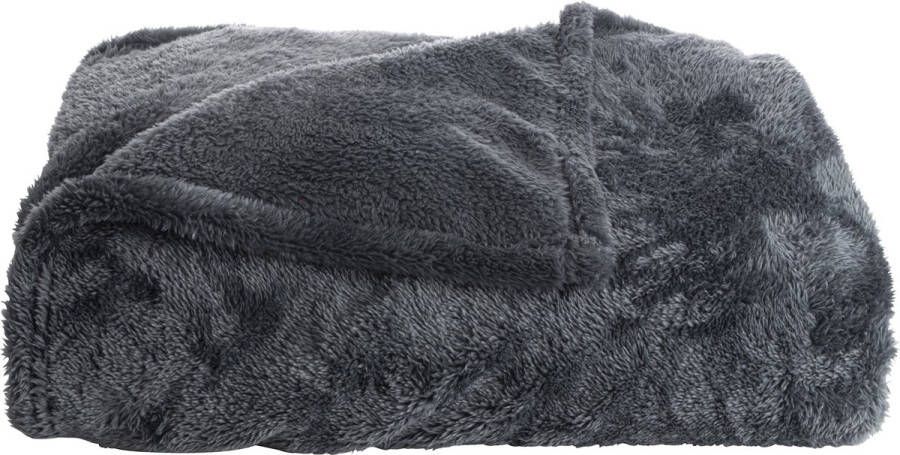 Gusta Fleece plaid Super zacht en warm fleece deken 150 x 200 cm Donkergrijs