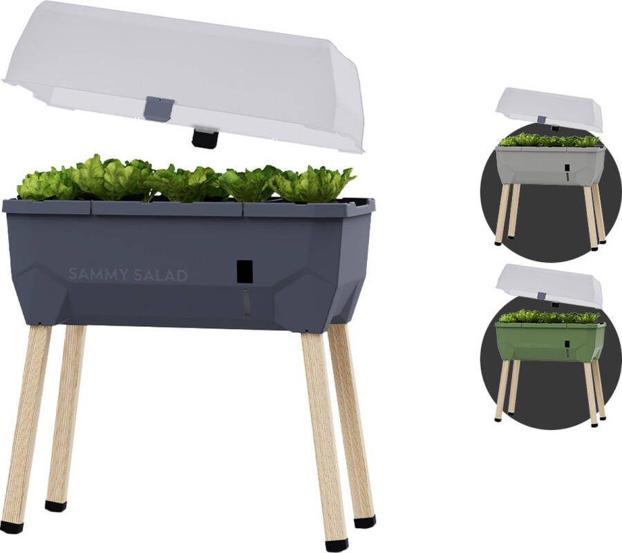 Gusta Garden Kweekbak luxe kweektafel op poten inclusief deksel en waterreservoir SAMMY SALAD (antracietgrijs)