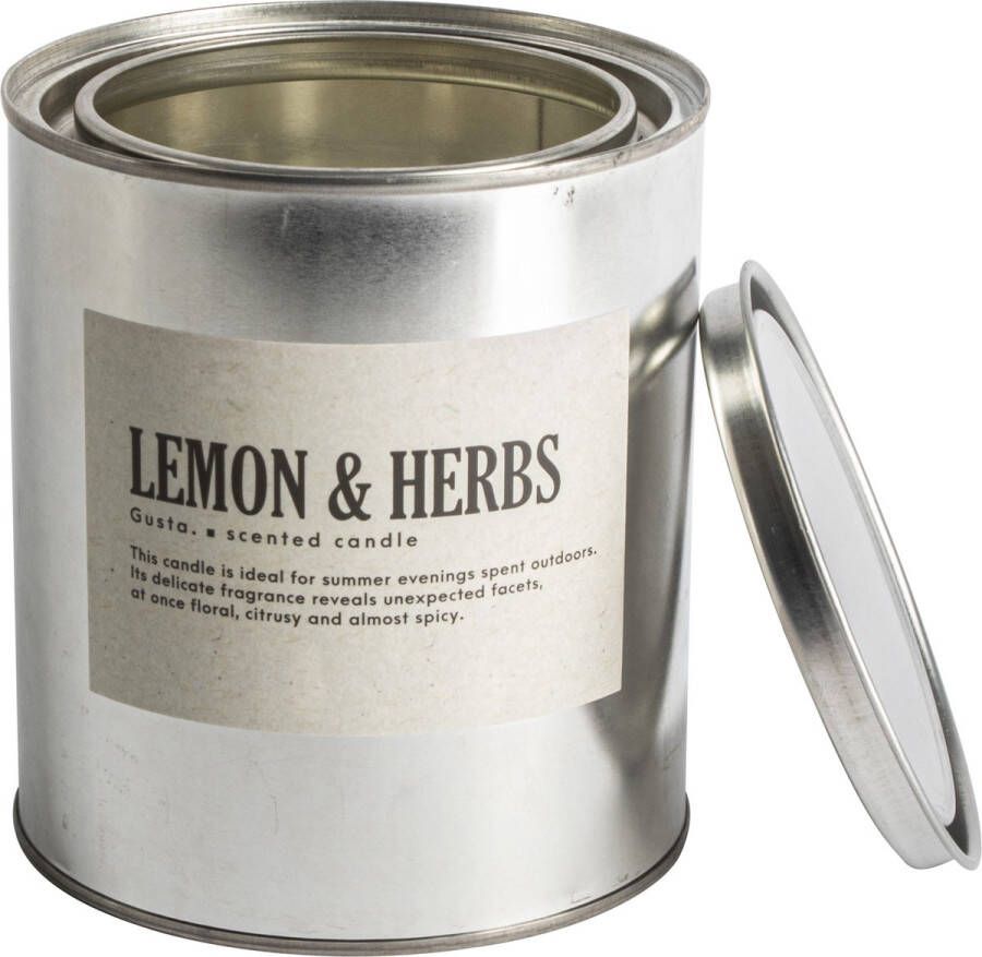 Gusta Geurkaars Blik Lemon & Herbs Citronella ø10 5x12cm
