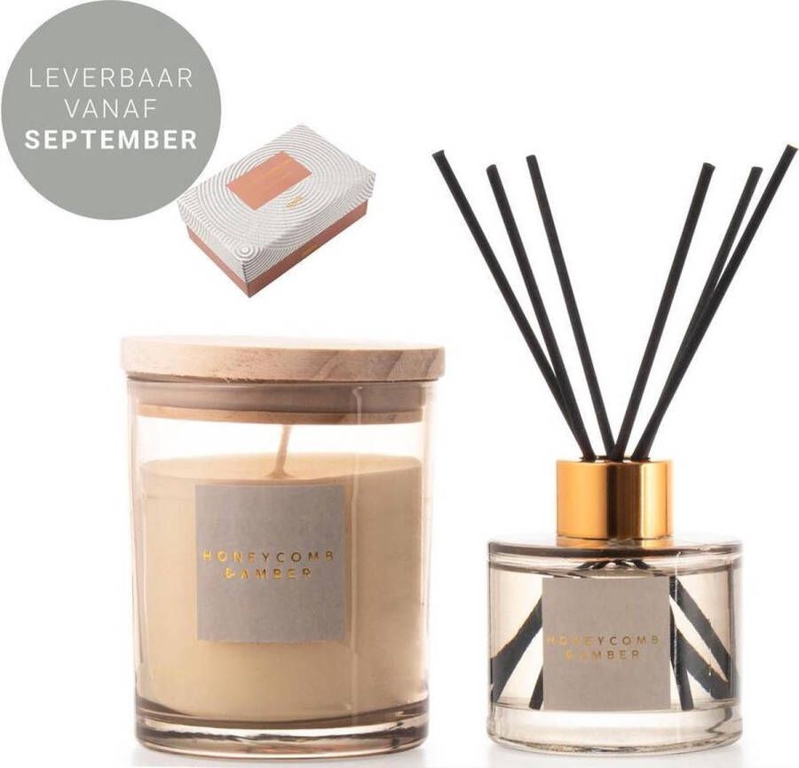 Gusta® Giftset kaars en diffuser honey & amber