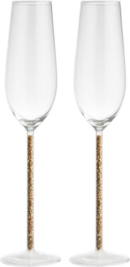 Gusta Champagne Glas Glitter Goud Set van 2