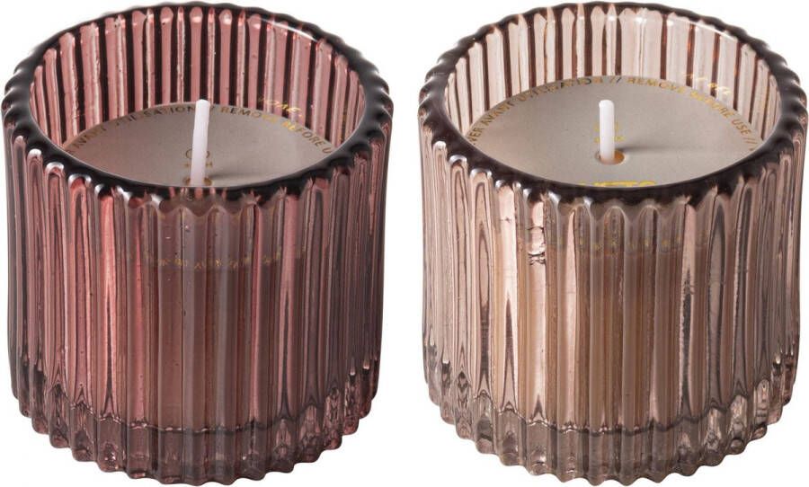 Gusta® Kaarsen ribbelglas ø7cm roze set 2 stuks - Dry FLWRS®