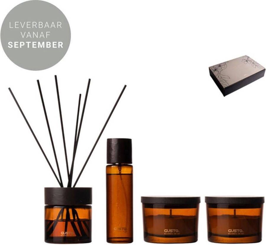 Gusta® Cadeauset diffuser. roomspray en 2 partylights
