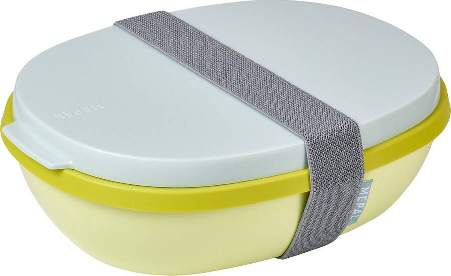 Mepal – Lunchbox Ellipse duo – Lunchbox voor volwassenen en saladebox to go– lemon vibe – Magnetronbestendig limited edition