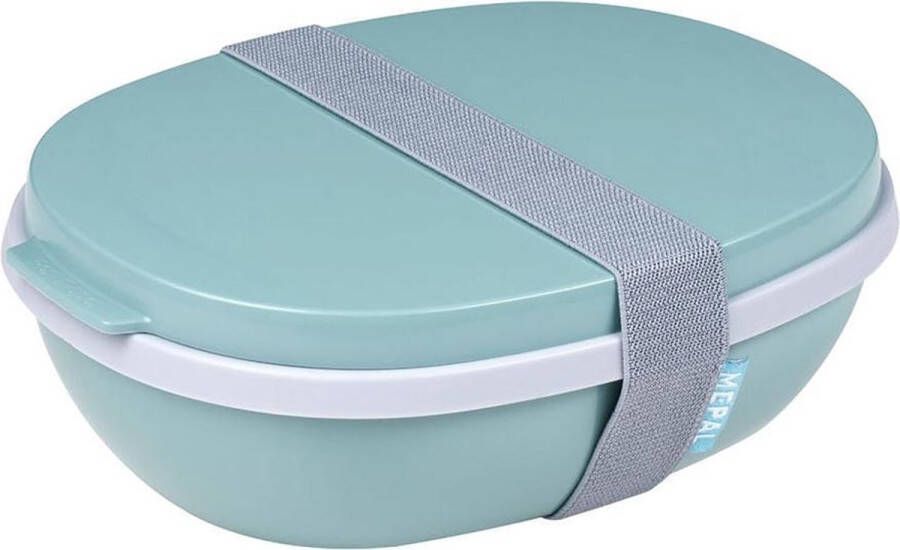 Gusta Mepal – Lunchbox Ellipse duo – Lunchbox voor volwassenen en saladebox to go– Nordic green – Magnetronbestendig