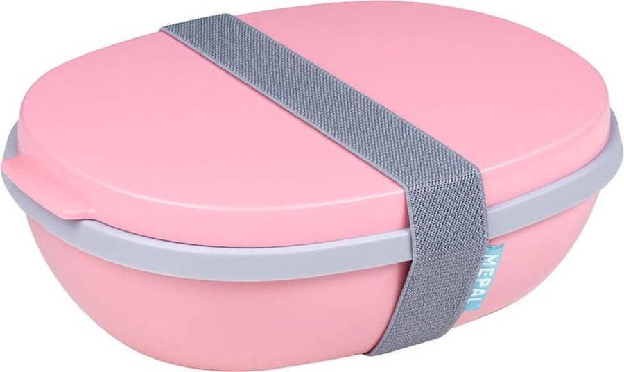 Gusta Mepal – Lunchbox Ellipse duo – Lunchbox voor volwassenen en saladebox to go– Nordic pink – Magnetronbestendig