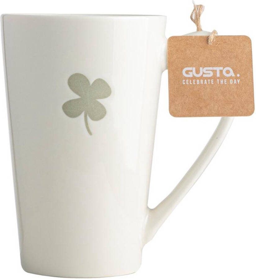 Gusta Mok XXL KLAVERTJE 450 ml beige keramiek