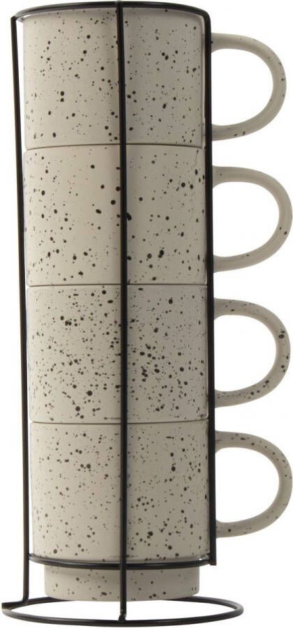 Gusta Rek Met Koffie en Thee kopjes Mokken Ivoor 350 ml 4 Stuks