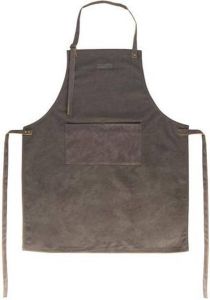 Gusta Schort canvas met PU leer bruin