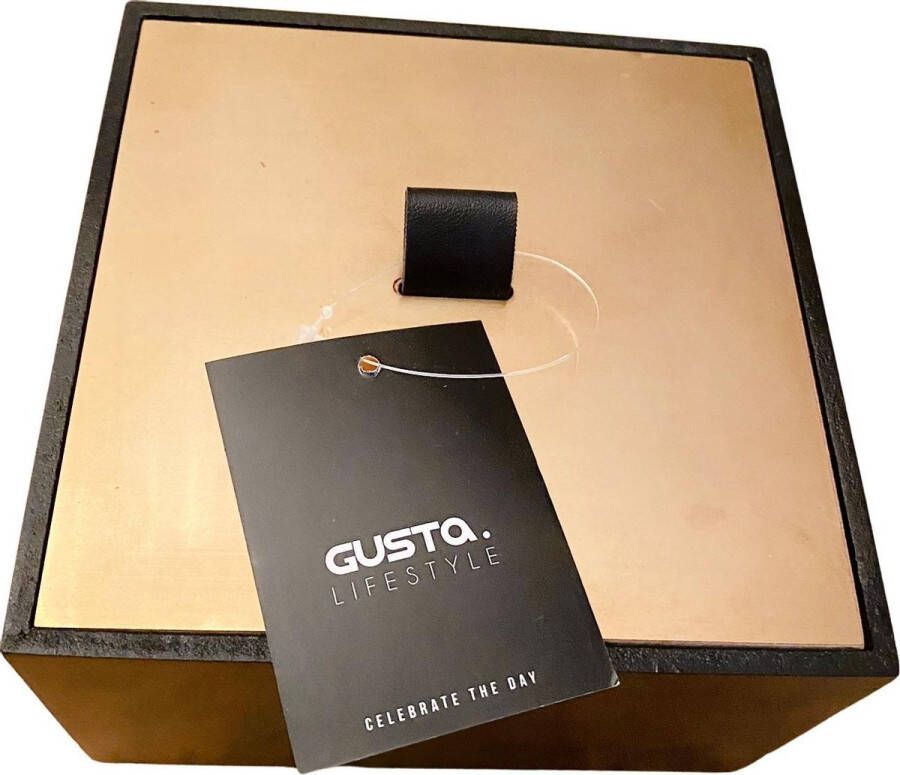 Gusta Theedoosje 14x14x8cm Zwart Goud