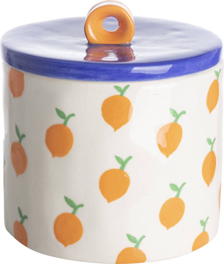 Gusta Voorraad pot Decoratie pot mandarijn ø11x11 6cm Aardewerk Wit Oranje Blauw