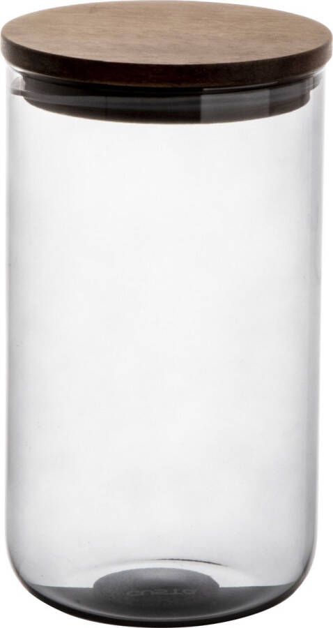 Gusta glazen voorraadpot 1000ml grijs