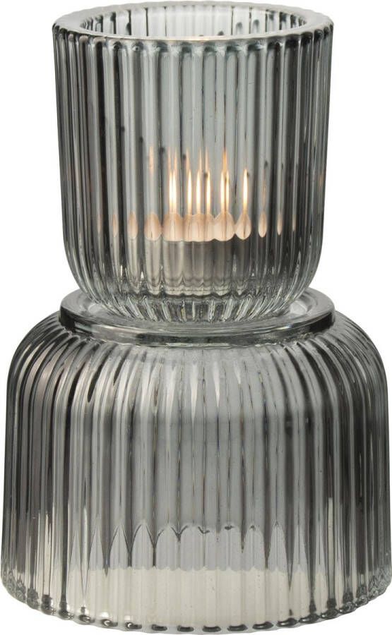 Gusta waxinelichthouder grijs Waxinelichthouders glas Ø 10 5 centimeter x 15 centimeter