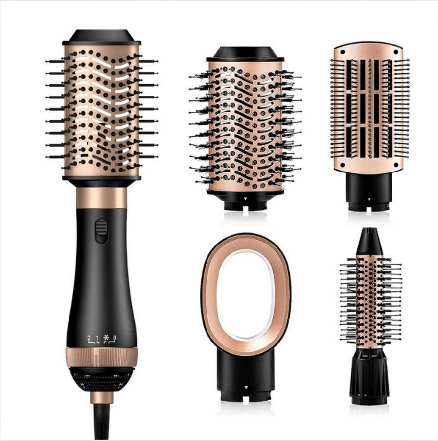 GUTEC Blow Dryer Brush Fohnborstel Met Ionische Technologie Ronde Haarborstel Voor Fohnen Met 4 Opzetstukken