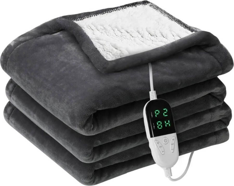 GUTEC Elektrische Deken Verdikt Dubbelzijdig Snelle Verwarming Timer Control Eenzitter-Diep grijs
