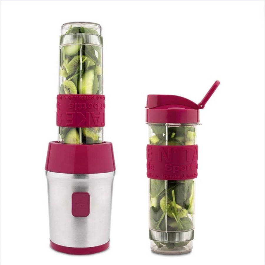 GUTEC Milkshake Machine Cocktailshaker Met 2 Smoothie Beker 2x570 ml Draagbare Smoothie Maker Met Deksel To Go Rood