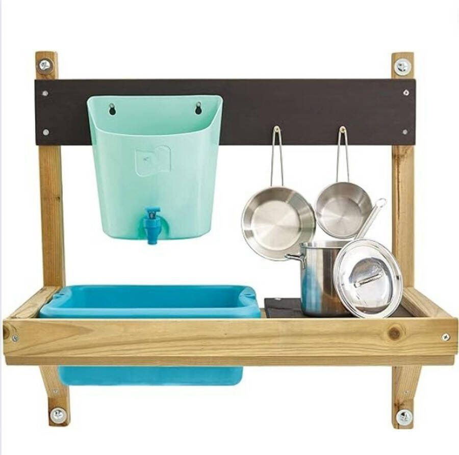 GUTEC Modderkeuken Mud Kitchen Met 3 Verschillende Pannetjes Zand En Water Keuken Met Waterkraantje Speelkeuken Tuin Klein