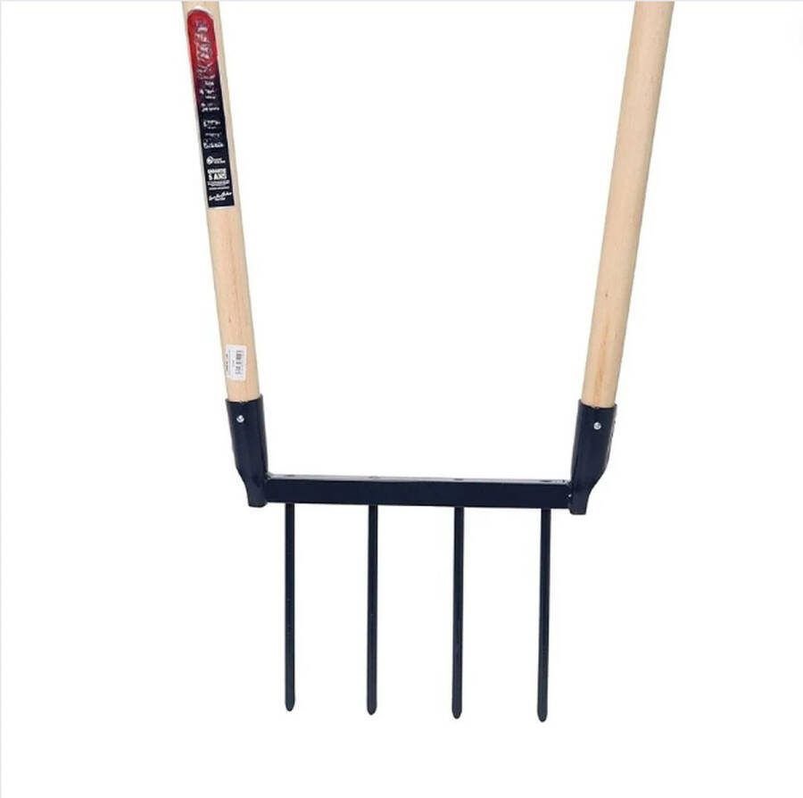 GUTEC Woelvork Spitvork met Brede Tanden voor Sneller Werk Mestvork met Ergonomische Lange Steel 4 Tanden