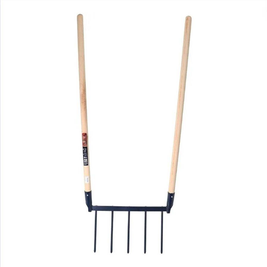 GUTEC Woelvork Spitvork met Brede Tanden voor Sneller Werk Mestvork met Ergonomische Lange Steel 5 Tanden