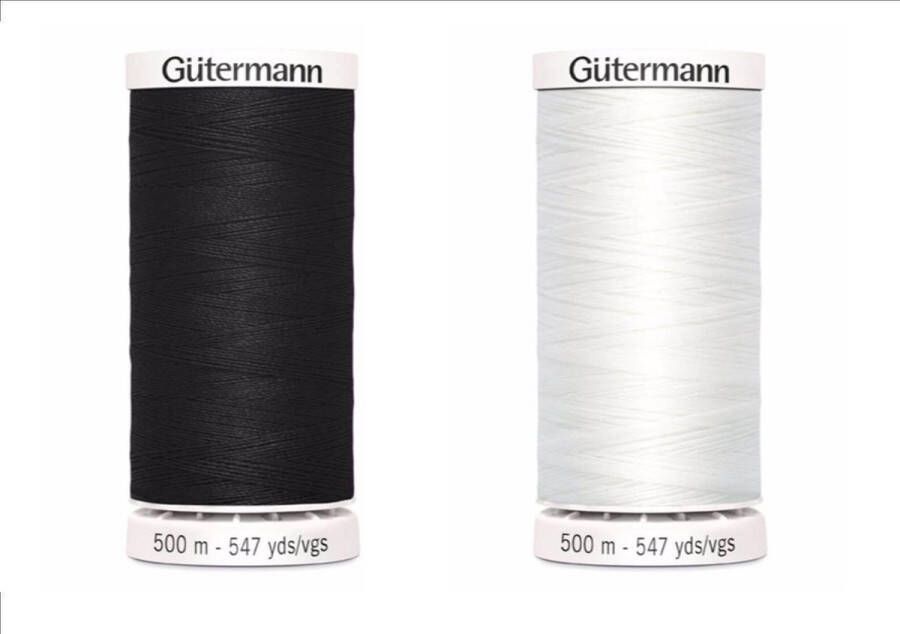 Gütermann Gutermann 500 m wit en 500 m zwart polyester naaigaren